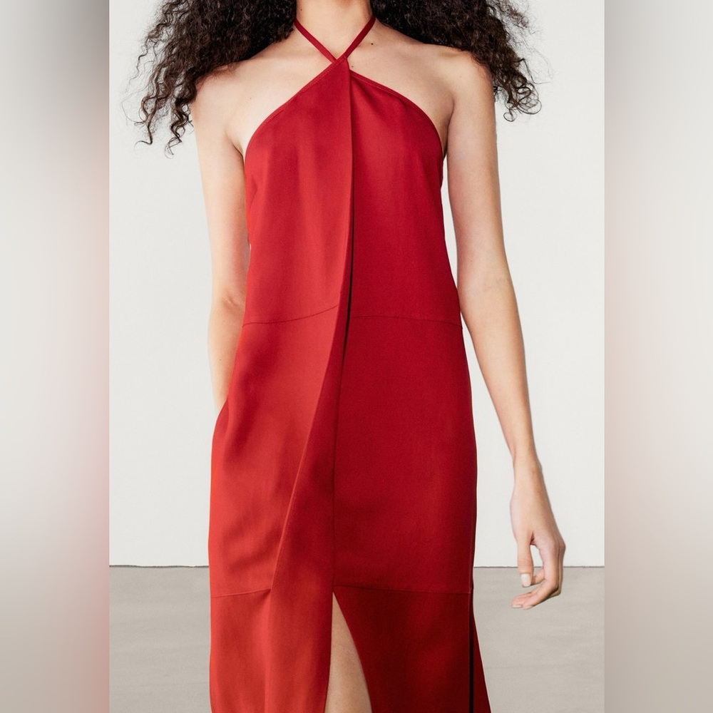 Massimo Dutti ~ Halter Midi Dress - Picture 7 of 9